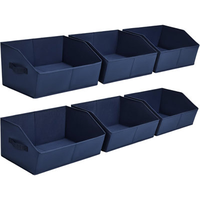 6-pack Navy Blue Trapezoid Closet Storage Bins With Handles