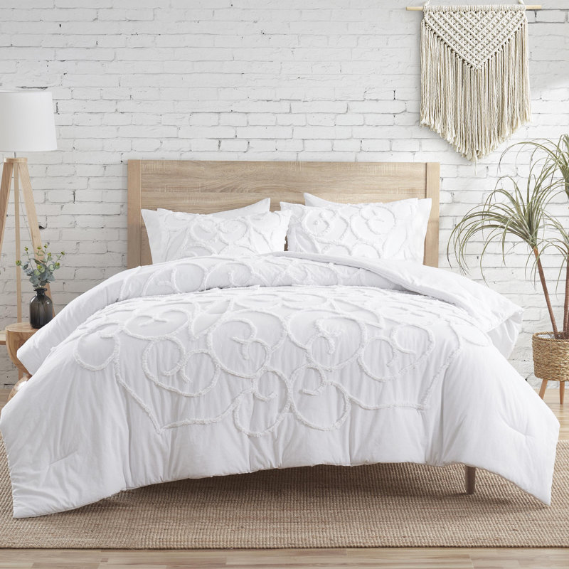 Ensemble d'édredon touffeté médaillon en coton Boho, Édredon pour grand lit + 2 taies décoratives sta