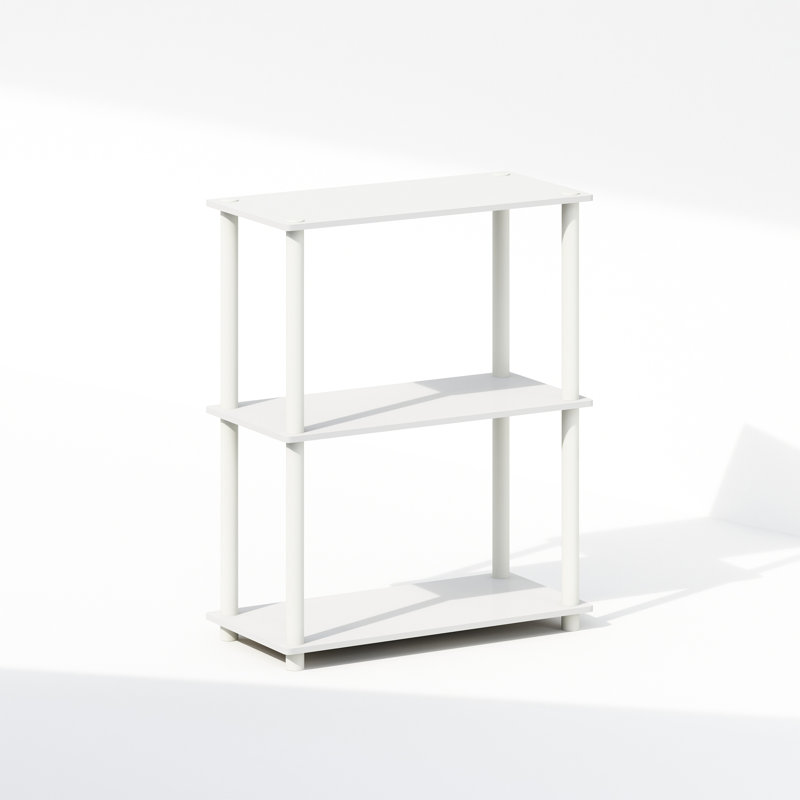 Walcott 3-Tier Multipurpose Bookcase, Shelf Display Rack with Square Tube, Beech/White, (2 Shelves) 29.6"H x 23.6"W x 11.6"D