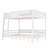 Queen Bunk Bed With  Storage Shelf and Bookshelf,Wood Bunk Bed with Ladder and Guardrails,Detachable Design,White-802005576-802005579