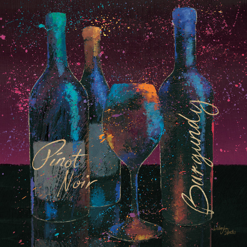 «Wine Splash Dark II» par Wellington Studio - Art textuel, H 12 po x l 12 po, Non, Cadre flottant noyer