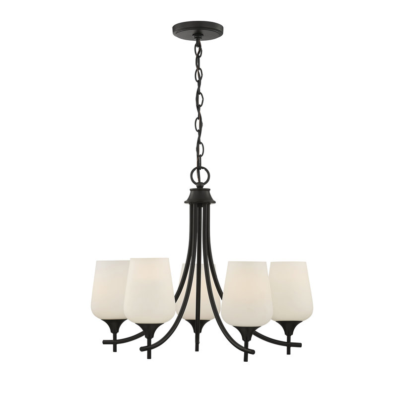 Breena 5-Light Chandelier, Matte Black, White
