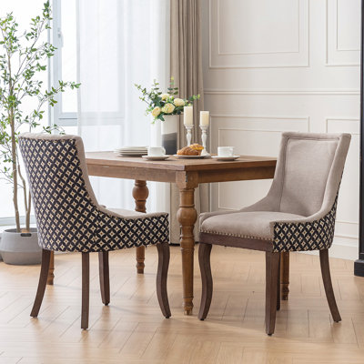 Furniture, Ultra Side Dining Chair, Thickened fabric chairs with neutrally toned