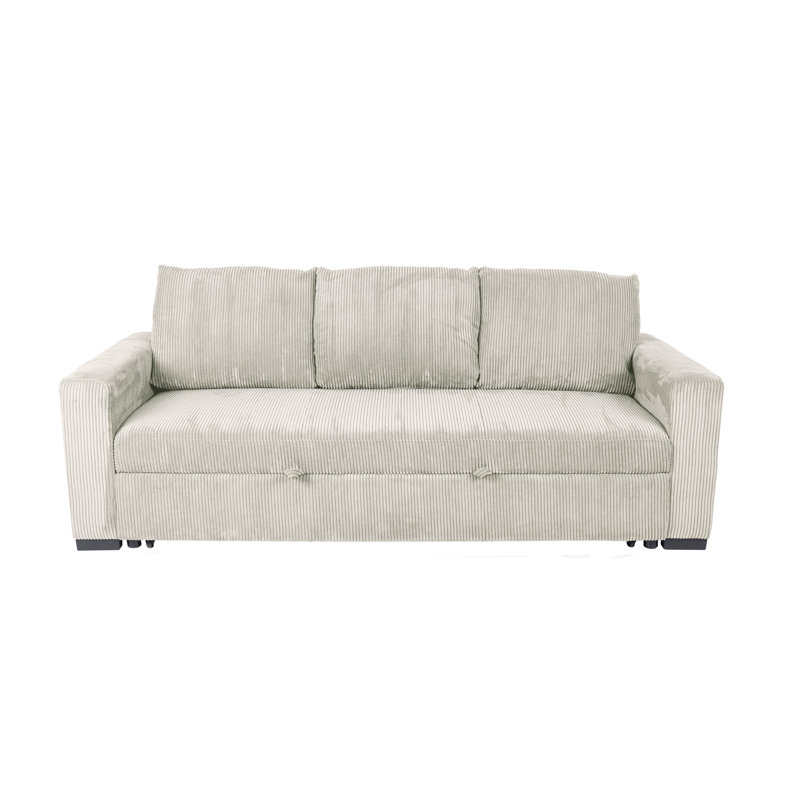 Agata Full 85'' Upholstered Convertible Sofa, Ivory Corduroy