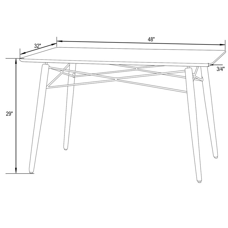 Kamron Rectangle Glass Top Dining Table with Natural Wood Eiffel Base, Clear
