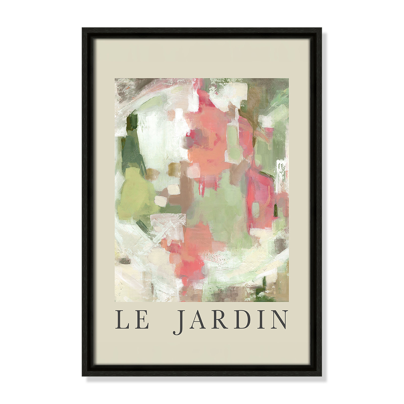 Botanical Poster Collection " Le Jardin " by Carol Robinson, Espresso Floater Frame, No, 19.5" H x 13.5" W x 2" D