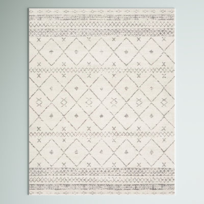 Tapis blanc et gris tissé au métier mécanique Herrod