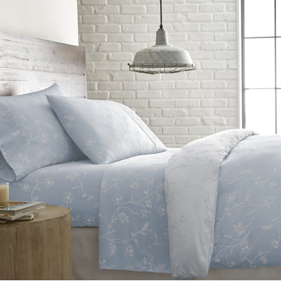 Briteyarn Printed 300 Thread Count Floral 100% Cotton Sateen Sheet Set
