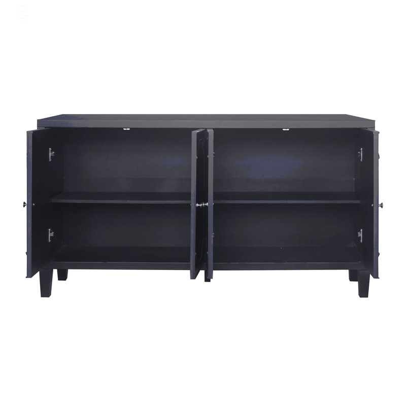 Armoire de rangement en bois à 4 portes Accent, Noir mat