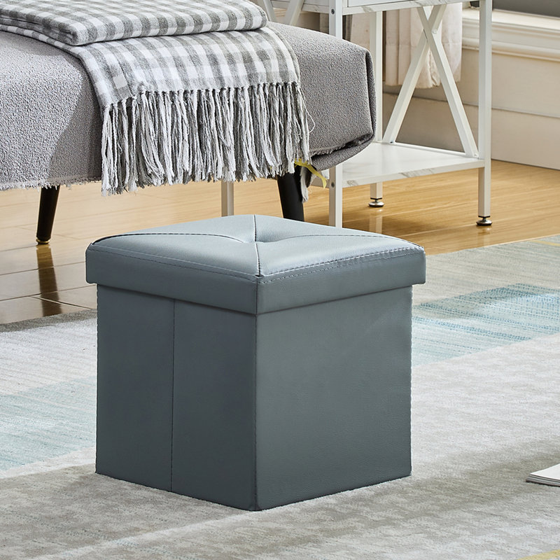 Repose-pieds en cuir Markeitha, Similicuir gris
