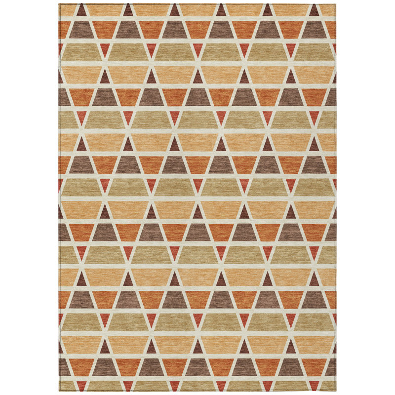 Machine Washable Indoor/Outdoor Chantille ACN2733 Geometric Rug, Paprika, 10' x 14'