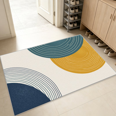 Tapis circulaire de 1 pièce, tapis décoratif polyvalent et élégant, facile à nettoyer et à entretenir, meuble idéal pour la chambre à coucher, le salon, le couloir, le vestibule, le dortoir et le bureau afin de rafraîchir l'ambiance intérieure de votre maison