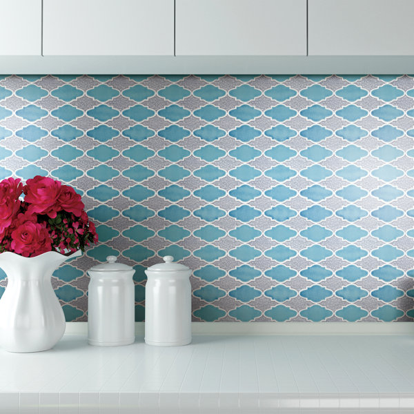 Roman 12.29 in. x 13.78 in. Geometric Glossy Ceramic Mosaic Tile Tile