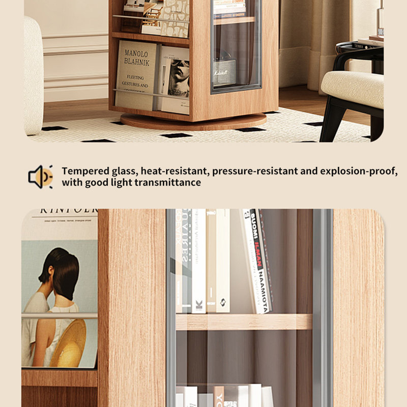 Italian Style Rotating Solid Wood Bookcase, Burlywood