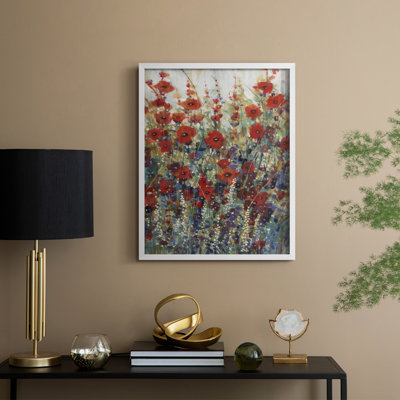 Garden Poppies II Framed Print - Solid Wood