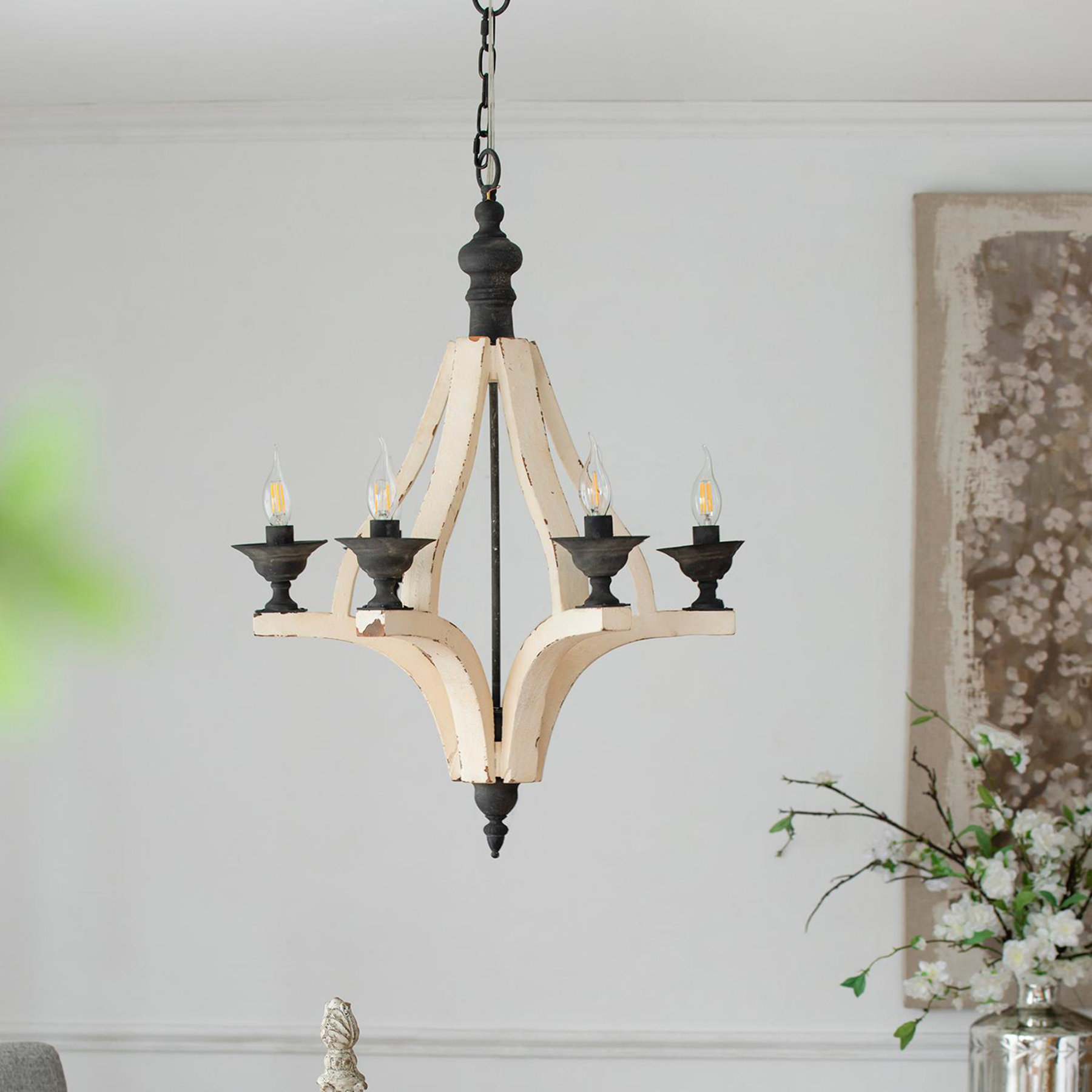 Astoria Grand 6 - Light Wood Chandelier, Hanging Light Fixture with