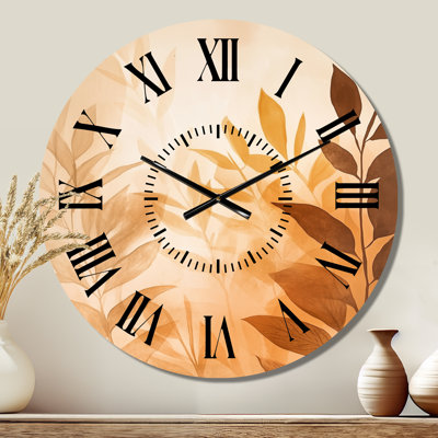 Horloge murale caramel Bade botanique Fade I - Crème moderne silencieuse