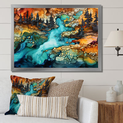 " Dreamscape Lakes Rivers Liquid Ink Landscape I "