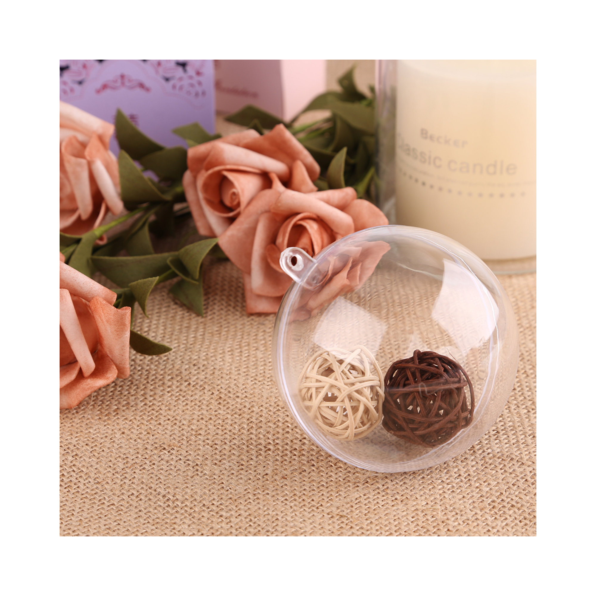 20 Pcs Clear Plastic Fillable Christmas Decoration Ball Ornaments, 3.15" H x 3.15" W x 3.15" D