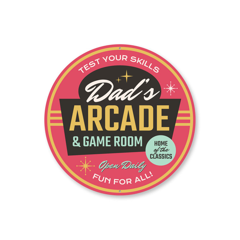 Panneau en aluminium «Dad's Arcade», H 12 po x l 12 po x P 0,04 po