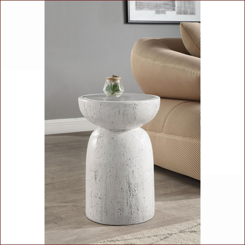 Natural Gray Fiber Concrete Coffee Table - Modern Minimalist, Lightweight for Living Room
