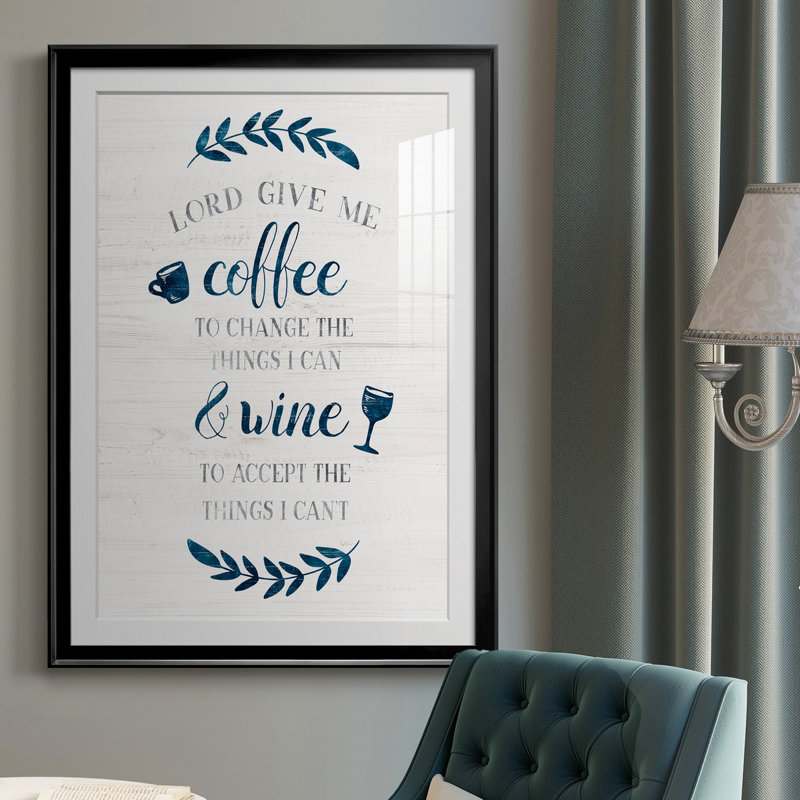 Café et vin - Art mural grandiose et encadré sous verre, grand salon, H 30,5 po x l 42,5 po x P 1,5 po, Noir