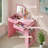 Modern Flip Up Mirror Makeup Vanity, Dressing Desk with Drawer and Open Shelves, Vanity Table With Lighted Mirror And Charging Station for Bedroom, Writing Desk with Hidden Storage-107174280