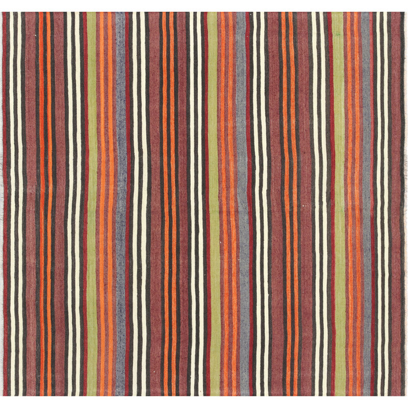 Square One-of-a-Kind 5'1" X 5'4" 1960s Wool Area Rug in