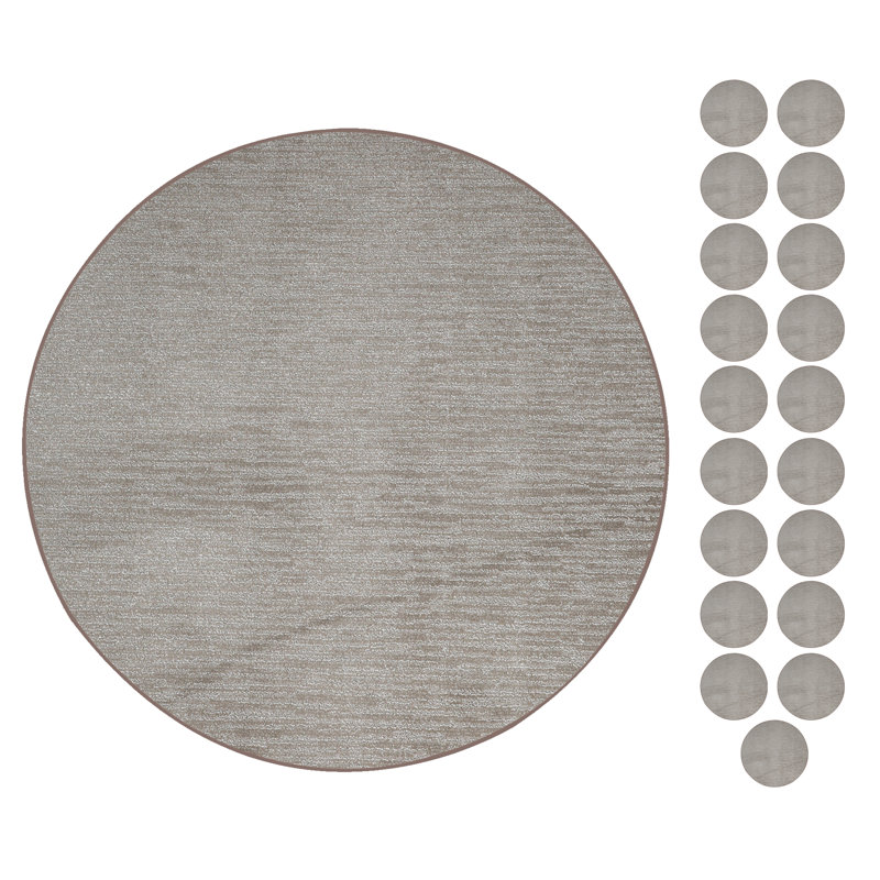 Ensemble de tapis en polyester de couleur unie touffetés à la machine, Rond 2 pi