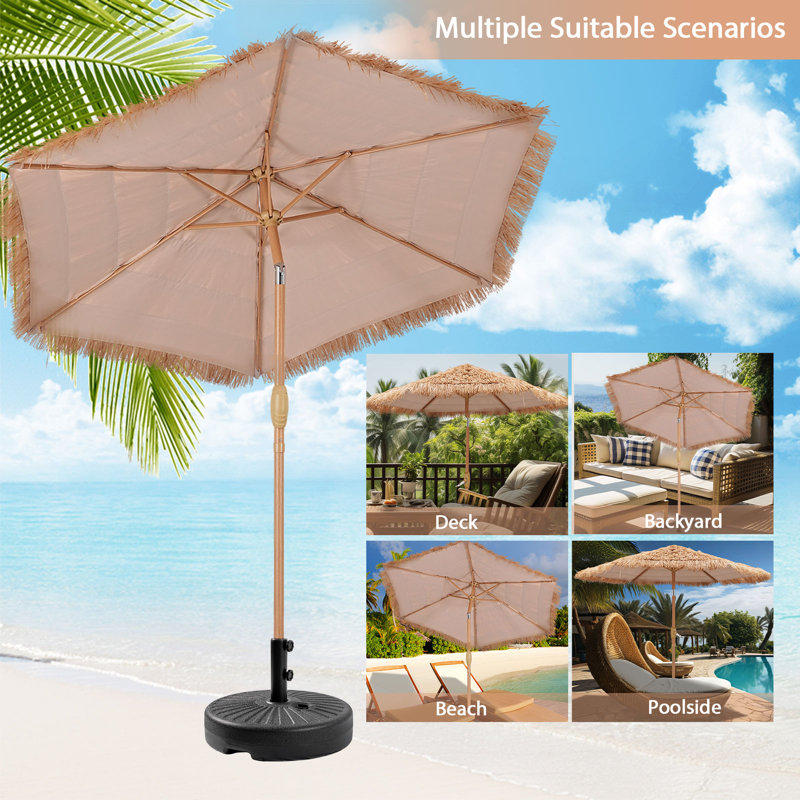 buy thatch patio umbrella GDY 9 FT 32 LED Hula Thatched Tiki Umbrella, Hawaiian Style Beach Umbrellas without Center Light for Patio Garden Beach Pool Backyard : Patio, Lawn & Garden tier vented top enhances ventilation and stability 7.5' Palapa Thatch Umbrella with