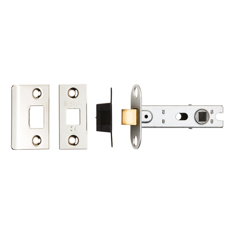Lorie Tubular Mortice Latch, Polished Nickel, 2.5" H x 7.6" W x 2" D