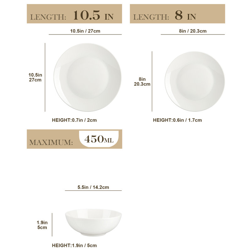 12 Piece Bone China Dinnerware Set - Service for 4
