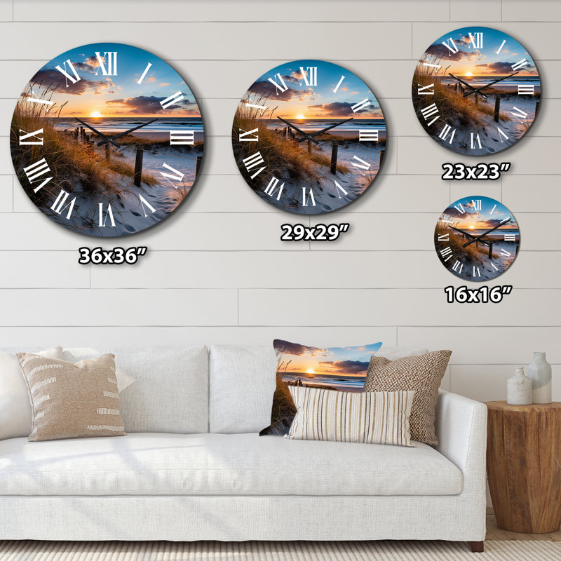Tranquility Path To Dune Beach IV Metal Wall Clock, Large