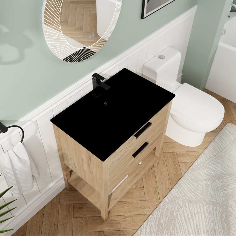 30" Bathroom Vanity with Drawers, Black