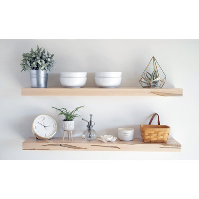 Ginny 2 Piece Maple Solid Wood Floating Shelf