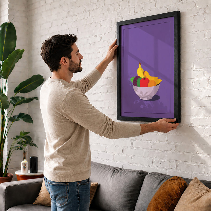 Fruit Bowl Still Life Modern - Print, A3 - 42.0 x 29.7 cm, White