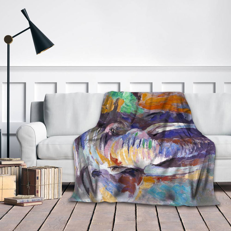 Hand Woven Blanket, Purple/Blue/Orange