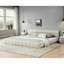 Très grand cadre de lit très grand avec tissu épais beige, tête de lit, lit plateforme, sans sommier, style moderne et relaxant