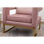 Chaise moderne rembourrée en velours rose avec des carrés découpés et un support stable rose, métal-1694859356