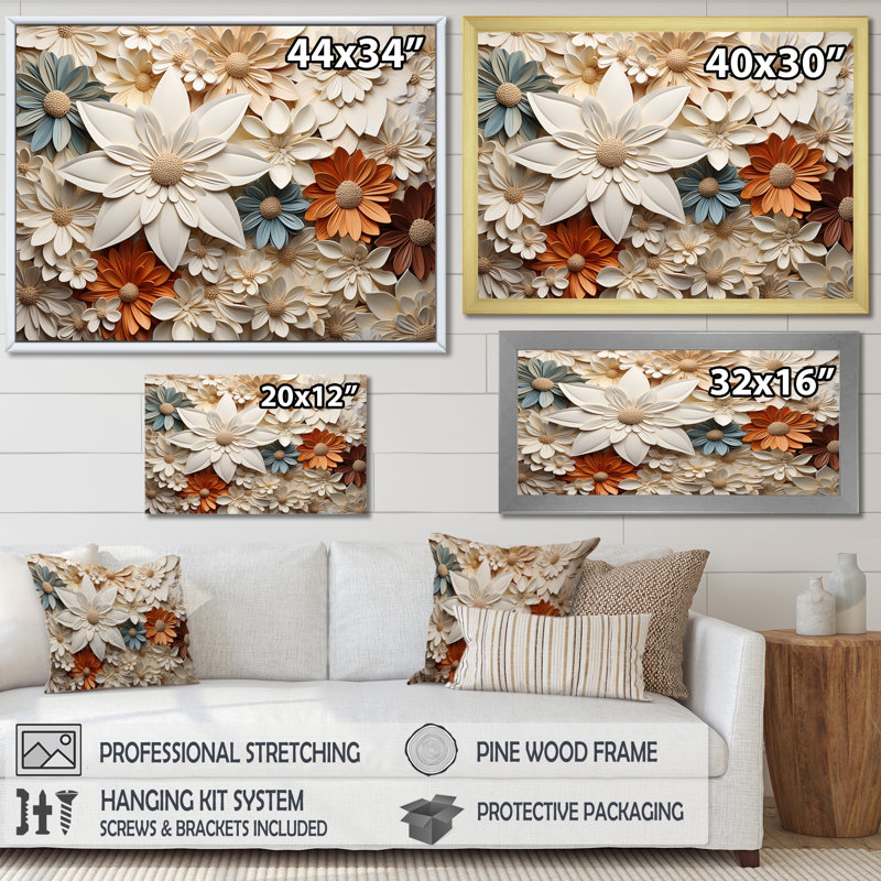 «Elegant Minimalisme Florals In Every Season II», reproduction sur toile, Cadre flottant blanc, H 12 po x l 20 po