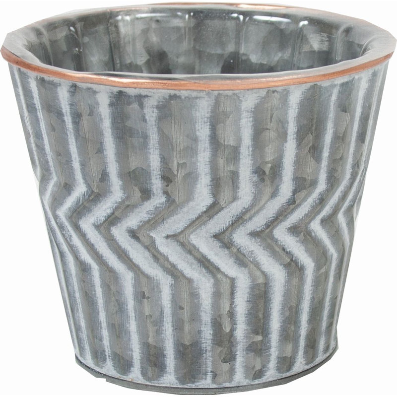 Pot à fleurs Abraheem, Gris / Blanc / Cuivre, H 4,25 po x l 5 po x P 5 po