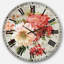 Fleurs rouges peintes sur une carte postale rétro I - horloge murale traditionnelle-353817304