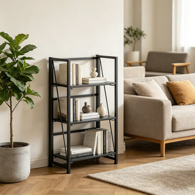 Bibliothèque pliante, étagère de rangement à 3 niveaux pour bureau à domicile, sans assemblage