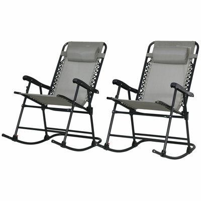 2 Piece Outdoor Rocking Chair, Patio Folding Chair With Headrests, Contemporary Rocking Chair For Home