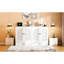 Grand lit blanc avec tiroirs fonctionnels pour l'extérieur et port de charge offrant un grand espace de rangement avec option de style pour les petits espaces-129990027