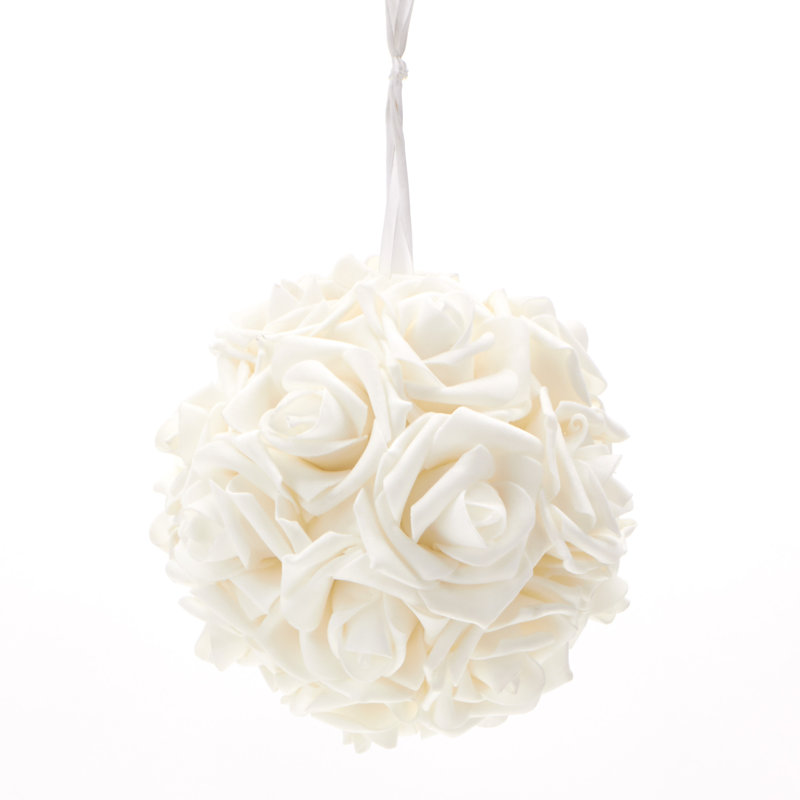 Foam Roses Arrangement, White, 6.5" H x 6.5" W x 6.5" D