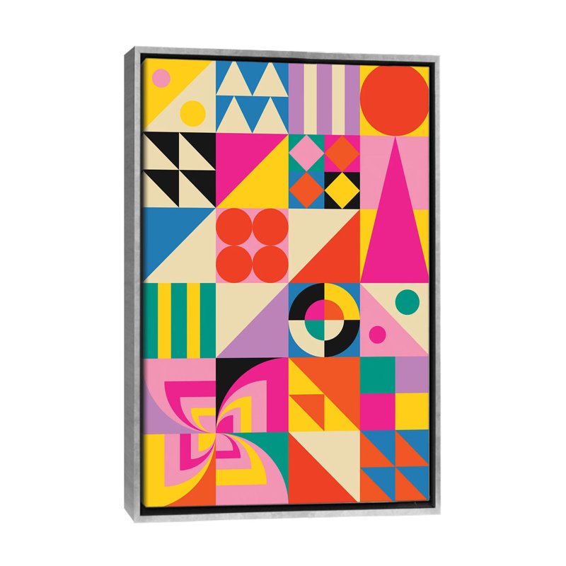 Groovy Geometrics - reproduction d'art mural - toile encadrée, H 48 po x l 32 po, Toile à cadre flottant sans passe-partout