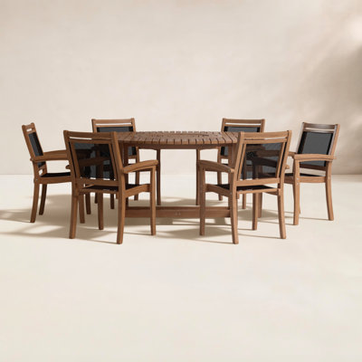 Fleur 63'' Round 6 - Person Outdoor Dining Set