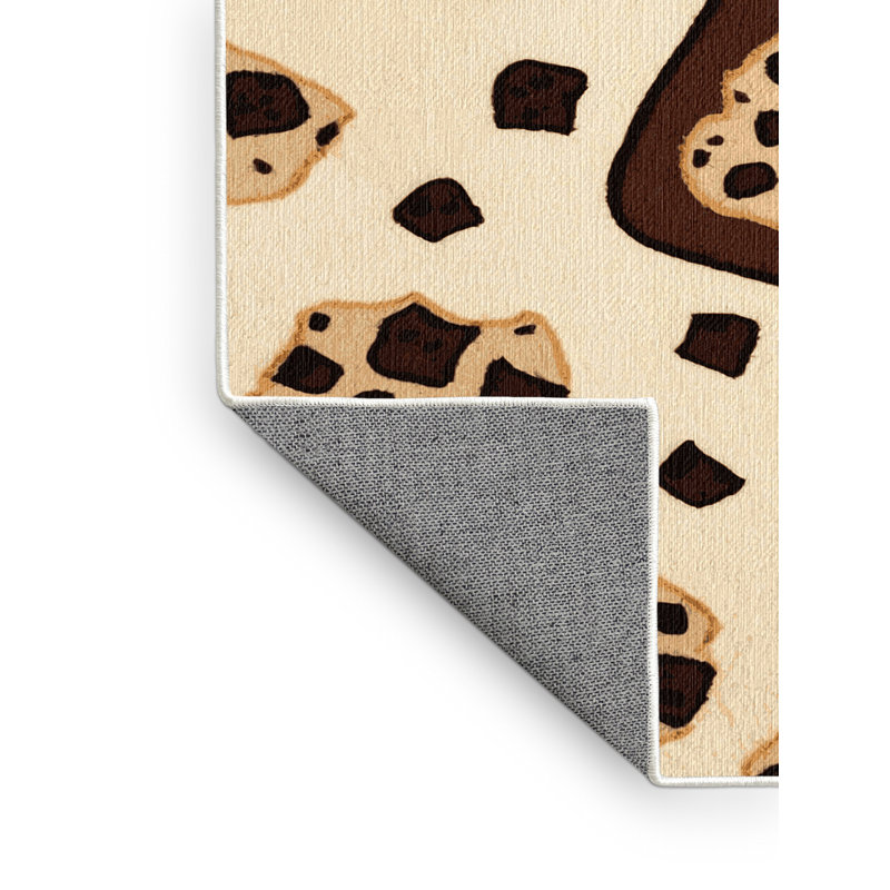  Tapis crème glacé à motif de biscuits lavables, Rectangle 6 pi x 9 pi