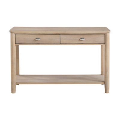 Console en bois avec tablette ouverte et deux tiroirs, console pour l'intérieur